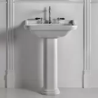 Kerasan Waldorf Раковина 80х55 см, 3 отв., с пьедесталом, цвет: белый/хром
