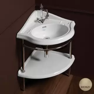 SIMAS Arcade Консоль угловая 75.5х61см, напольная,с подвесной белой раковиной на 1отв, и полкой, цвет: bronzo