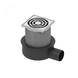 TECE Трап низкий горизонтальный с декоративной решеткой из нерж. стали S50, с отводом DN50