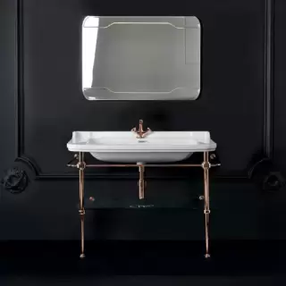 Kerasan Waldorf Металлическая структура 120х42см, с раковиной на 1 отв,, со стеклянной полочкой, напольная, цвет: золото