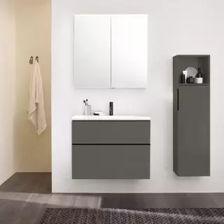 Burgbad Eqio Тумба подвесная 90х62х49см, с раковиной, 1 отв., цвет: серый глянец