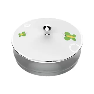 THG CAPUCINE VERT DECOR PLATINE Китайская лакированная коробка с белой керамической крышкой &Oslash;180 мм., big size, декор платина/зеленый, цвет: белый