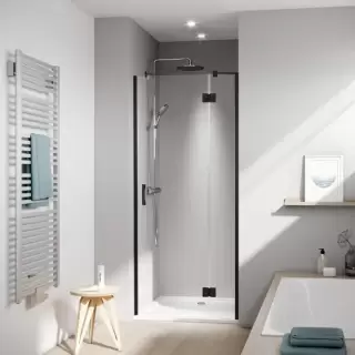 Kermi LIGA Дверь в нишу c непод.сегментом LI SFR 1200x2000, Schwarz Soft+прозрачное стекло с Kermiclean