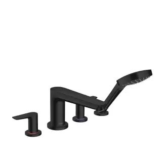 Hansgrohe Talis E Смеситель на борт ванны, на 4 отв, с ручным душем, излив 196мм, цвет: черный матовый