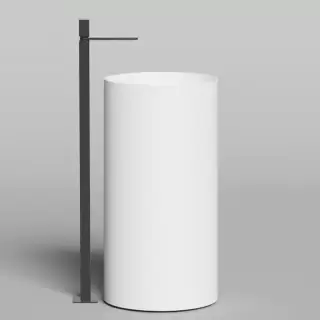 Salini Armonia Round 01 Раковина напольная 45х45х90см, слив в пол, без отв. под смес, с декор.накладкой, мат-л: S-Sense, цвет: белый глянцевый