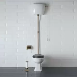 Globo Paestum Унитаз напольный 58х37,5см, с высоким бачком, трубой, цвет: белый/бронза