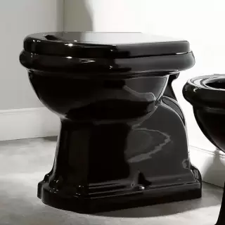 Kerasan Retro Унитаз 53х38.5см., приставной, слив в пол, цвет: черный глянцевый