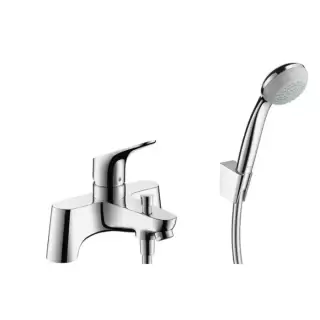 Hansgrohe Focus Смеситель на край ванны на 2 отверстия с переключающим вентилем и ручным душем Crometta 85 1jet
