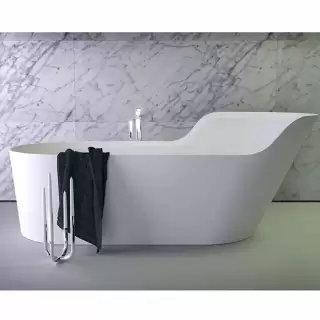 KNIEF Glow Ванна отдельностоящая ассимметричная правая  182х82х70/50см  со сливом, цвет: белый матовый