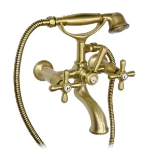 Nicolazzi Nuova Brenta Смеситель для ванны с 2мя ручками, настенный, с душевой лейкой, цвет: бронза