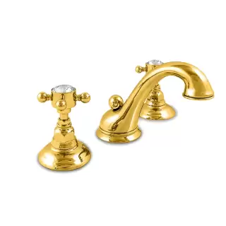 Nicolazzi Half Dome Crystal Смеситель для раковины, 3 отв., цвет: Gold Brass