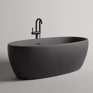 Salini Luce Ванна отдельностоящая 150х75х58cм., донный клапан "Up&Down", сифон, слив-перелив, мат-л: S-stone, цвет: матовый RAL9011