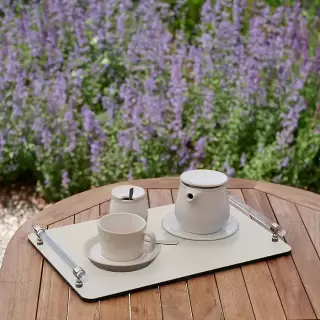 ADJ Поднос Linfinito, 45x30xH5 см., цвет: белый/панна котта, фурнитура графит