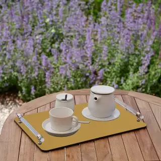 ADJ Поднос Linfinito, 45x30xH5 см., цвет: горчичный/оливковый, фурнитура графит