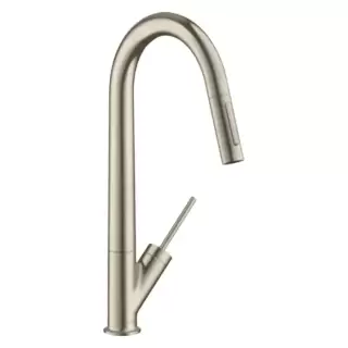 Axor Starck Смеситель для кухни, на 1 отв., с вытяжным изливом, цвет: шлифованный никель