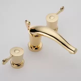 THG Bagatelle metal Смеситель для раковины на 3 отверстия, с донным клапаном, цвет: полированное золото