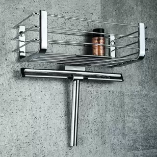 Colombo Complementi настенный держатель для приспособления для сгона воды с полочкой, цвет: сталь