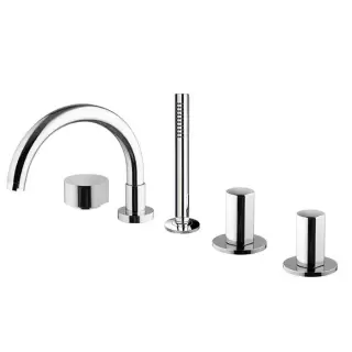 Carlo Frattini So Смеситель на борт ванны двойной, с изливом, с душевым комплектом, цвет: хром