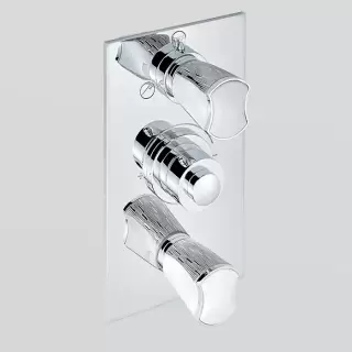 THG Infini white porcelain with platinum decor Смеситель для душа встраиваемый, термостатический, с запорным вент и переключ на 2 потока, внешн часть, цвет хром