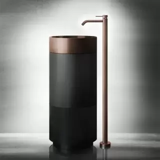 Gessi 316 Раковина 40x90 см, без отв., напольная, отдельностоящая, с сифоном, слив в пол, цвет: Copper brushed pvd