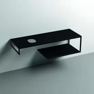 Kerasan Louise Металлическая структура для раковины 140см, подвесная, с полкой, с 1 отв., с полотенцедержателем, цвет: черный матовый