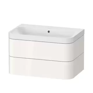 Duravit Happy D.2 Plus Тумба подвесная с раковиной 77.5х49х46.8см., без отв., 2 ящика, выпуск и сифон в комплекте, цвет: белый глянцевый