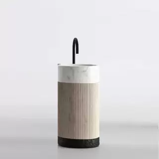 NOORTH milldue edition ROMA Раковина 45х88 см, без отв., напольная, без перелива, с донным клапаном, цоколь Ardesia, цвет: Moka Cream/Bianco Carrara