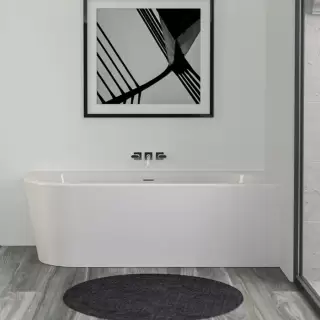 KNIEF Wall Corner L Ванна пристенная с монтажом в правый угол 180х80х60см, с щелевым переливом, со  слив-переливом, цвет: белый