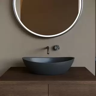 Salini Noemi Раковина накладная 56х34х15см, без отв., без перелива, мат-л: S-Stone, цвет: RAL9011 матовый