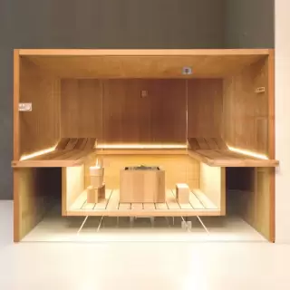 Effegibi Air 80 Био-Сауна 247x182x213см, угловая SX, цвет: осина термообработанная