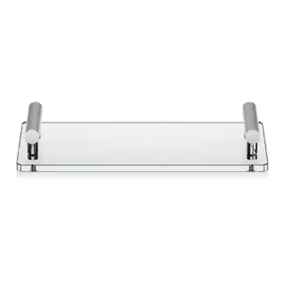Decor Walther Club Tab Поднос с ручками, стеклянный, настольный, цвет: хром / прозрачное стекло