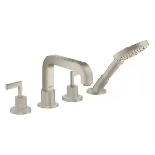 Axor Citterio Смеситель на борт ванны, на 4 отв., с ручкой: рычаг, с ручным душем, цвет: шлифованный никель