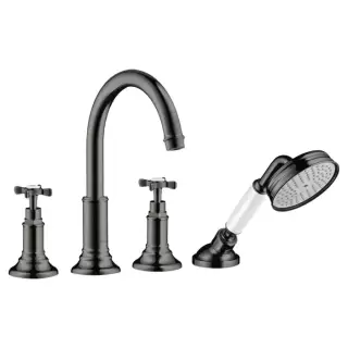 Axor Montreux Смеситель на борт ванны, на 4 отв., с ручным душем, цвет: полированный черный хром