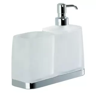 Colombo Time Дозатор для жидкого мыла со стаканом, настольный, цвет: хром/матовое стекло