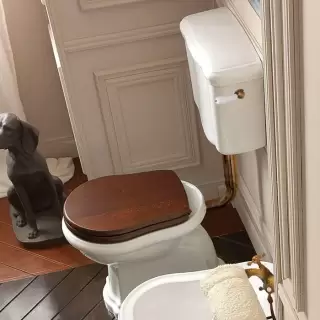 Kerasan Retro Унитаз 72х38.5см., приставной, с низким бачком, слив в пол, цвет: белый/бронза