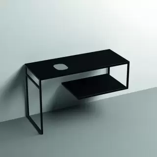 Kerasan Louise Металлическая структура для раковины 120х74см, напольная, с полкой, с 1 отв., с полотенцедержателем, цвет: черный матовый