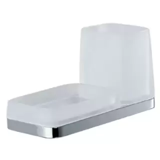 Colombo Time Мыльница со стаканом, подвесная, цвет: хром/матовое стекло