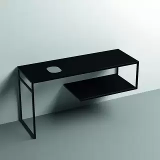 Kerasan Louise Металлическая структура для раковины 140х74см, напольная, с полкой, с 1 отв., с полотенцедержателем, цвет: черный матовый