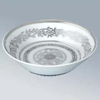 THG MARQUISE BLANC DECOR PLATINE Блюдо керамическое &oslash;130 мм., настольное, декор платина, цвет: белый