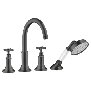 Axor Montreux Смеситель на борт ванны, на 4 отв., с ручным душем, цвет: шлифованный черный хром