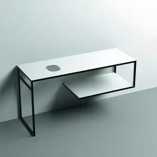 Kerasan Louise Металлическая структура для раковины 140х74см, напольная, с полкой, с 1 отв., с полотенцедержателем, цвет: белый матовый