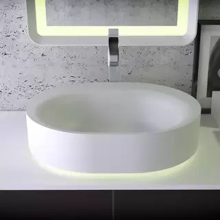 KNIEF Moon Раковина 55х45х16 см, без отв., накладная, с LED подсветкой, цвет: белый матовый