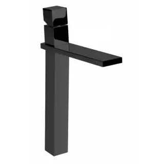 Bossini Cube Смеситель для раковины, на 1 отв., супер-высокий с заглушкой 1&rdquo;1/4, цвет: черный матовый