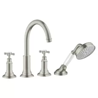 Axor Montreux Смеситель на борт ванны, на 4 отв., с ручным душем, цвет: сталь