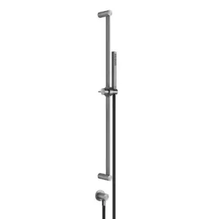 Gessi Shower316 Штанга в комплекте с душевой лейкой с легкой очисткой, шланг 1,50 м, вывод воды из стены, цвет: шлифованная сталь