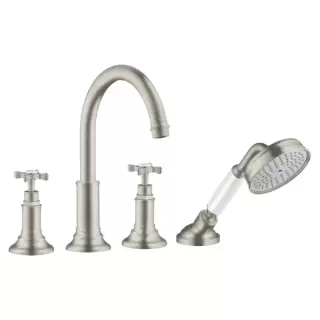 Axor Montreux Смеситель на борт ванны, на 4 отв., с ручным душем, цвет: сталь