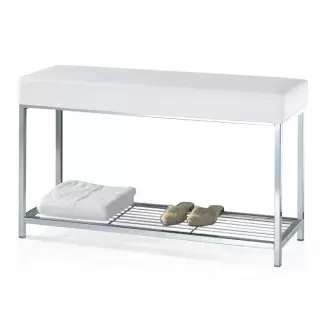 Decor Walther DW 67 Скамья с полочкой 90x30x52см, напольная, цвет: хром / белый