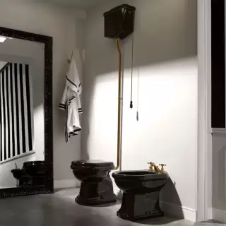 Kerasan Retro Унитаз 72х38.5см., с высоким бачком, слив в стену, цвет: черный/бронза