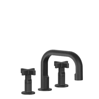 Gessi Inciso Смеситель для раковины, на 3 отверстия, с донным клапаном на 1 1/4&rdquo;, соединительные шланги на 3/8&rdquo;, цвет: Black XL
