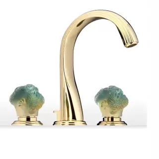 THG  Dragon Jade Смеситель для раковины, 3 отв., цвет: золото/хрусталь